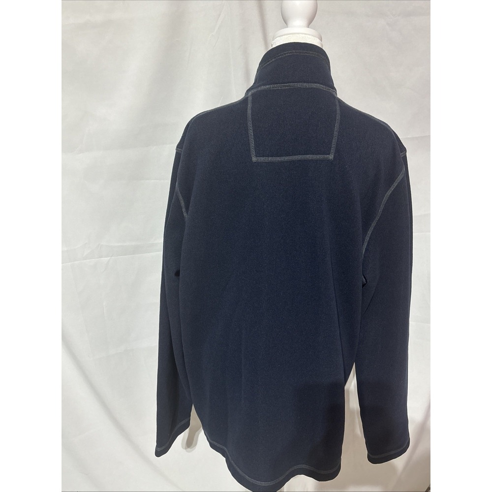 GH Bass Mens Long Sleeve Pullover Fleece Sweater Size XL Blue 3 Button Mock Neck - Picture 4 of 8